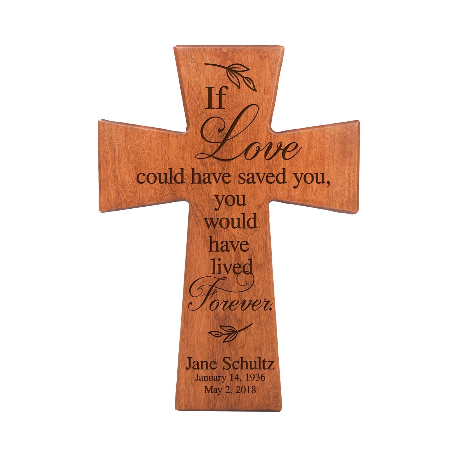 Personalized Wooden Memorial Wall Cross - If Love Could - LifeSong Milestones