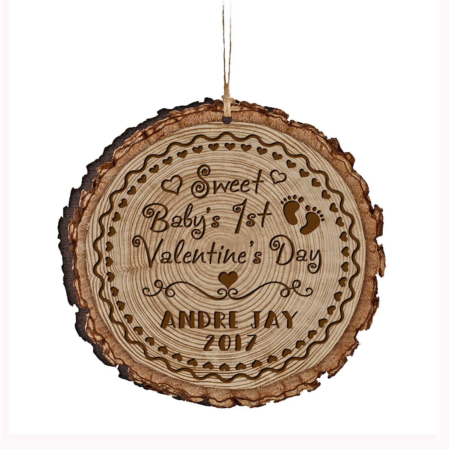 Personalized Wooden Ornament - Baby's 1st Valentine's Day - LifeSong Milestones