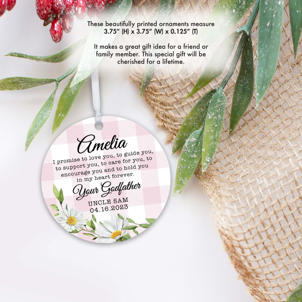 Unique baptism ornament gifts for Goddaughter
