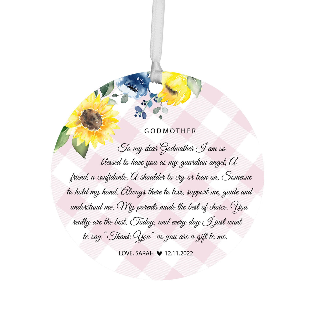Unique baptism ornament gifts for Godmother