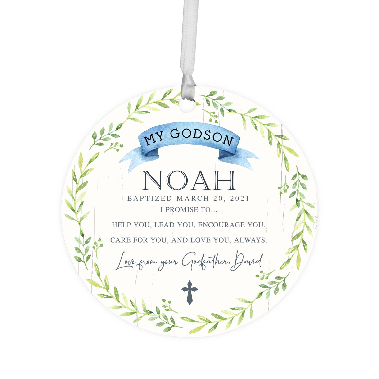 Lifesong Milestones Personalized Baptism Hanging Ornament