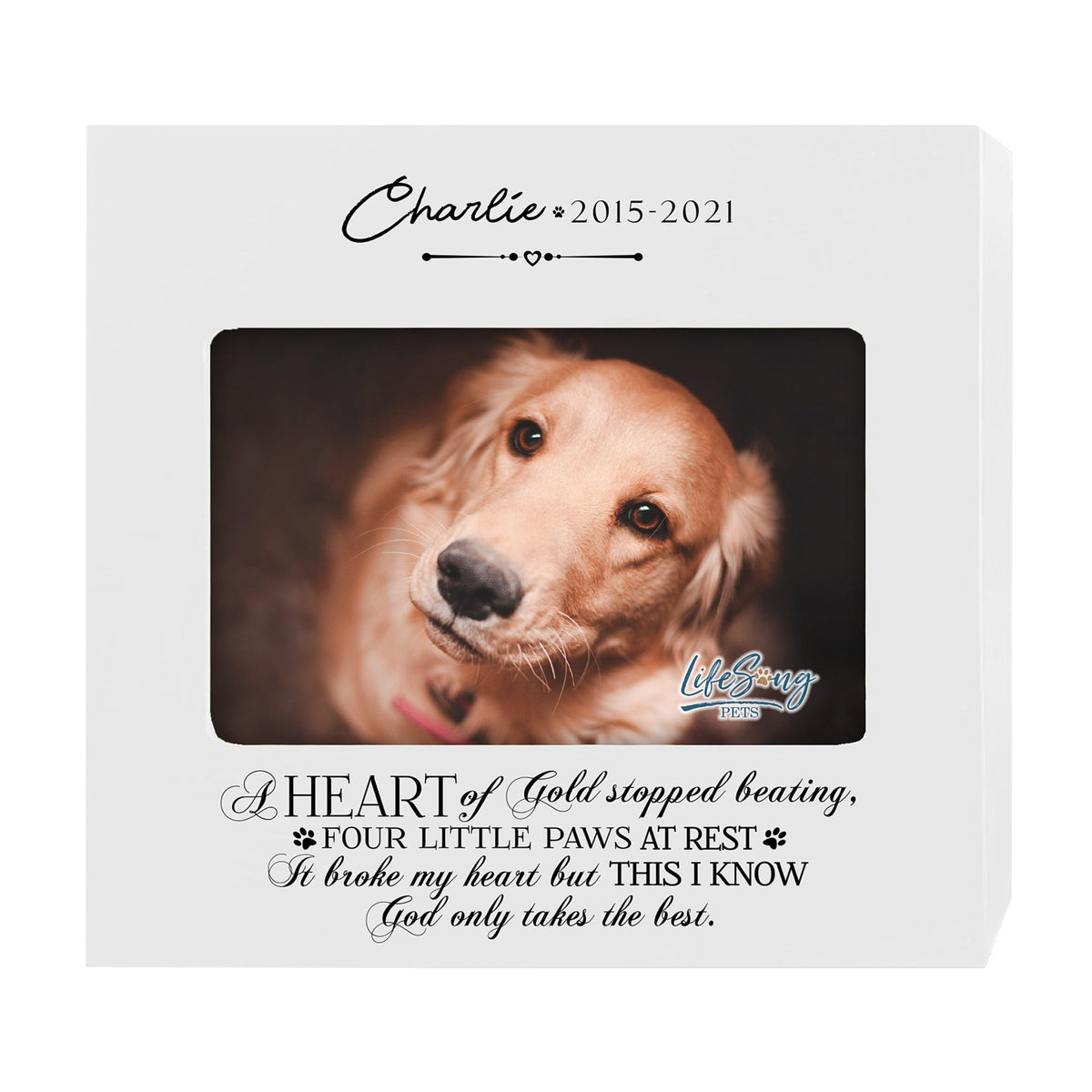 Personalized Wooden Pet Urn with Photo – Handcrafted Pet Remembrance Urn for Dogs & Cats - A Heart Of Gold - LifeSong Milestones