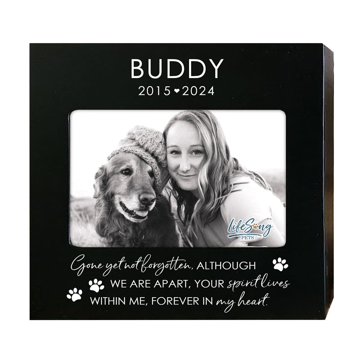 Personalized Wooden Pet Urn with Photo – Handcrafted Pet Remembrance Urn for Dogs &amp; Cats - Gone Yet Not Forgotten - LifeSong Milestones