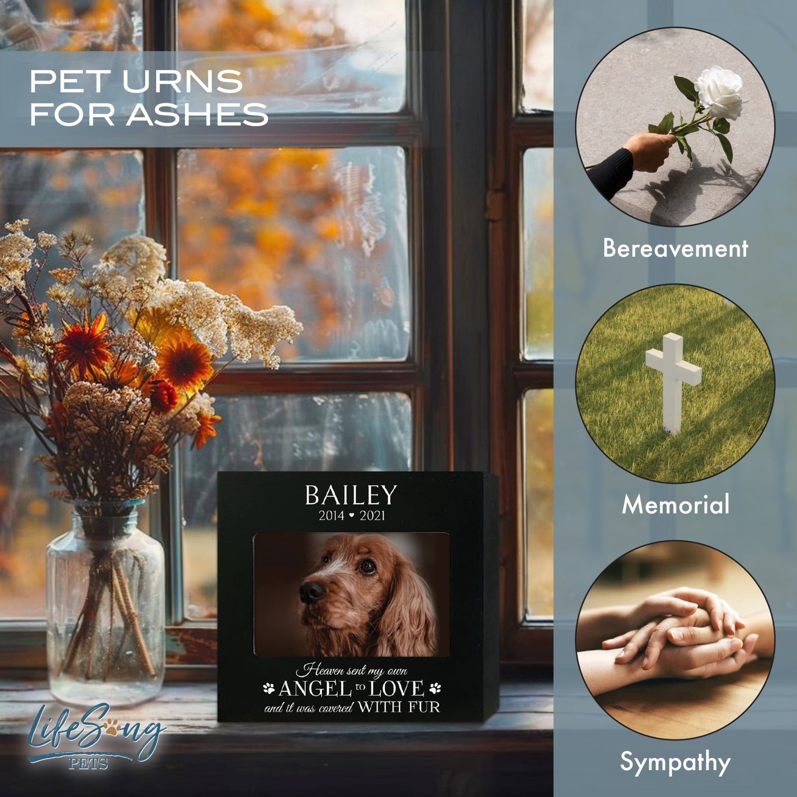 Personalized Wooden Pet Urn with Photo – Handcrafted Pet Remembrance Urn for Dogs & Cats - Heaven Sent - LifeSong Milestones