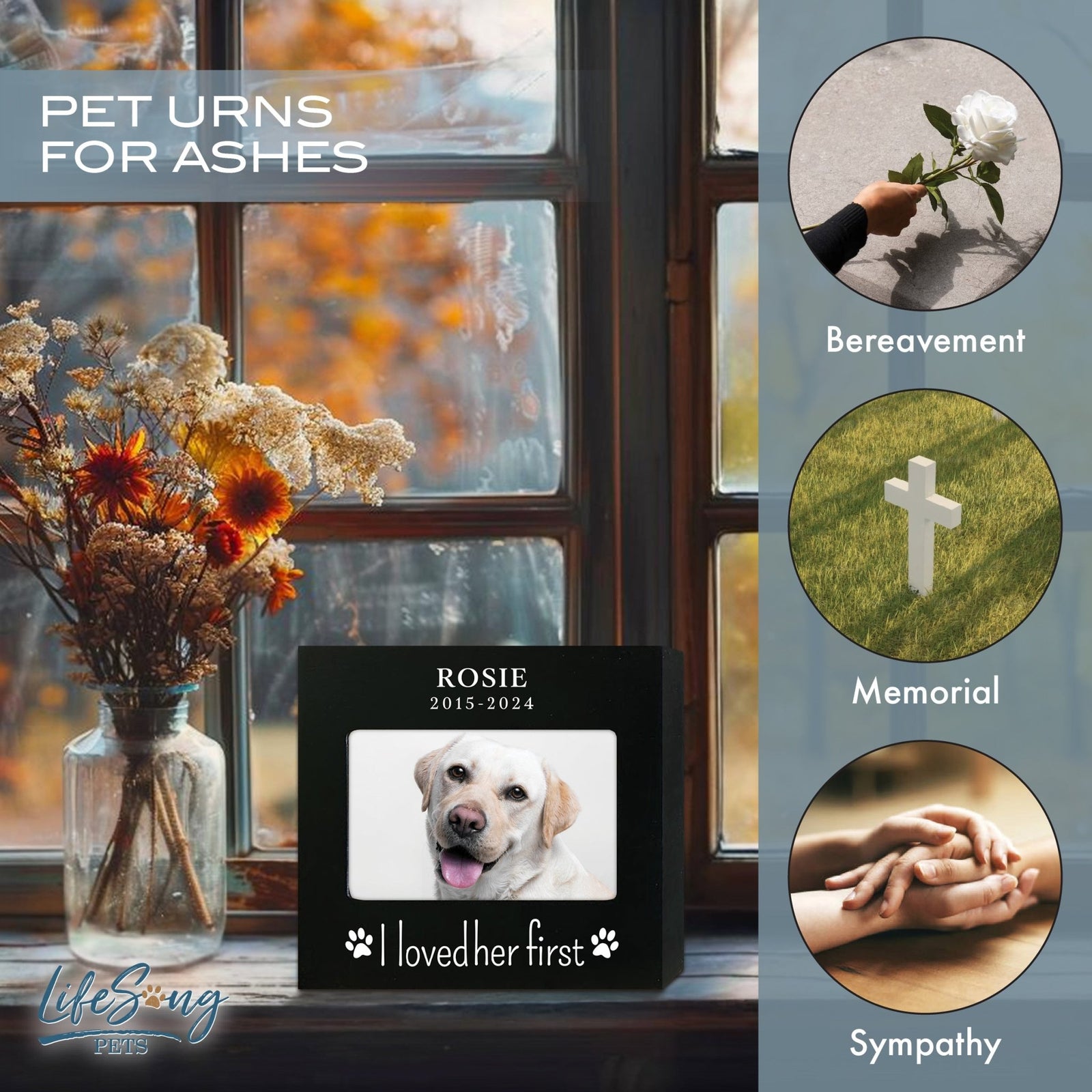 Personalized Wooden Pet Urn with Photo – Handcrafted Pet Remembrance Urn for Dogs & Cats - I Loved Her First - LifeSong Milestones