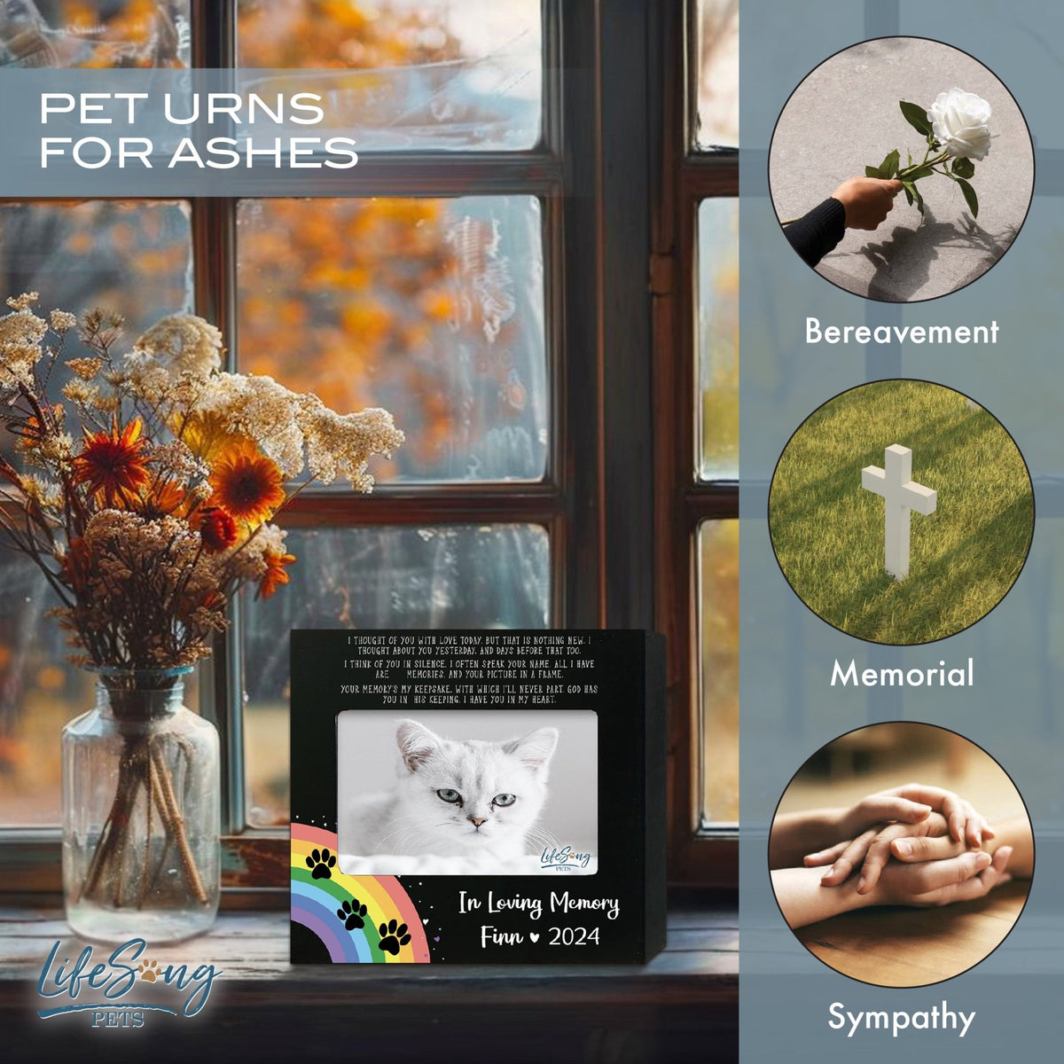 Personalized Wooden Pet Urn with Photo – Handcrafted Pet Remembrance Urn for Dogs & Cats - In Loving Memory - LifeSong Milestones