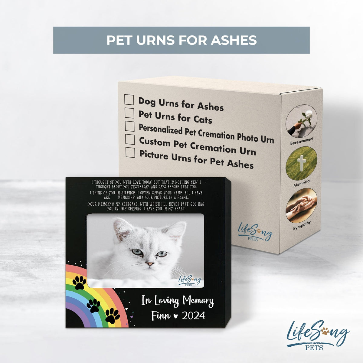 Personalized Wooden Pet Urn with Photo – Handcrafted Pet Remembrance Urn for Dogs & Cats - In Loving Memory - LifeSong Milestones