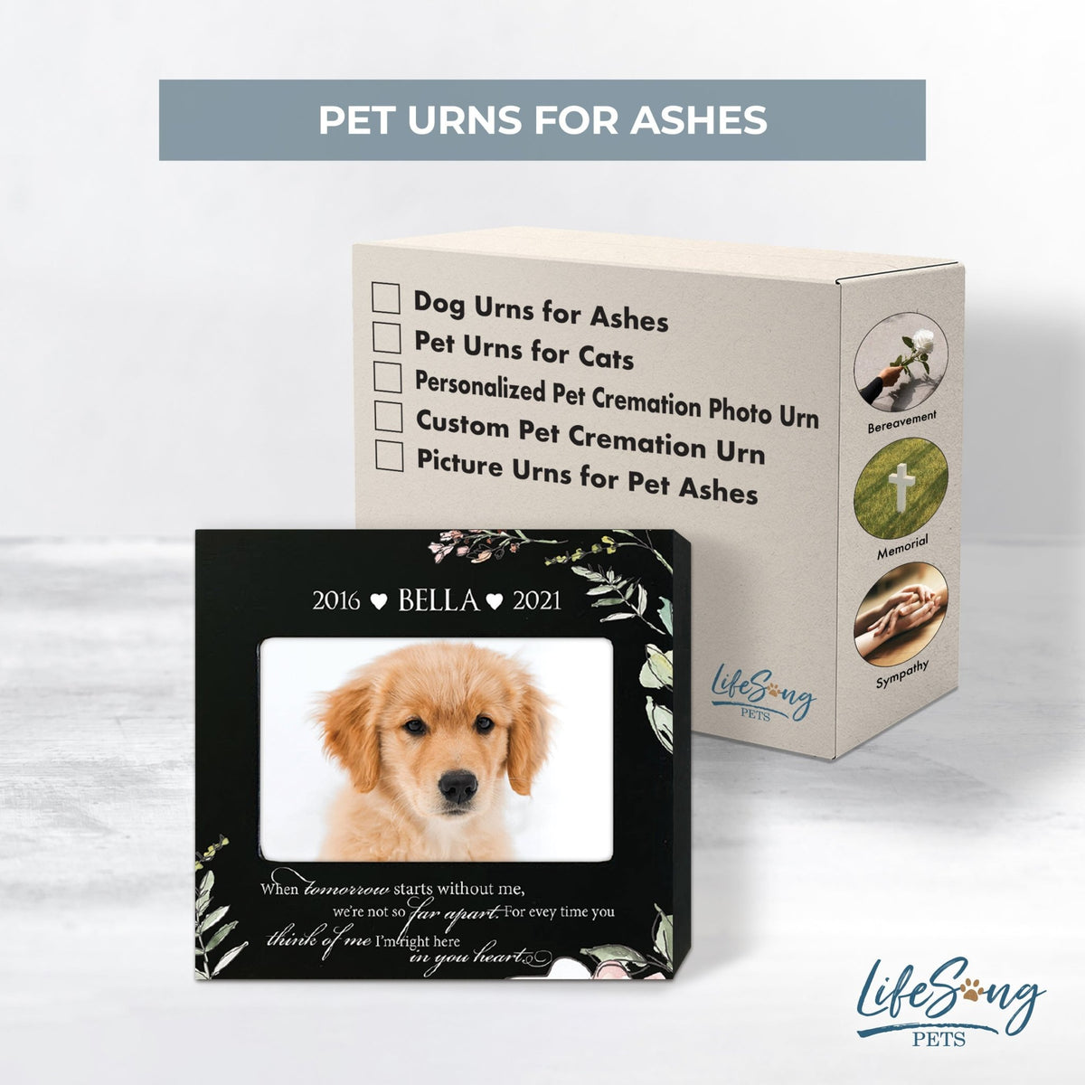 Personalized Wooden Pet Urn with Photo – Handcrafted Pet Remembrance Urn for Dogs & Cats - When Tomorrow Starts - LifeSong Milestones
