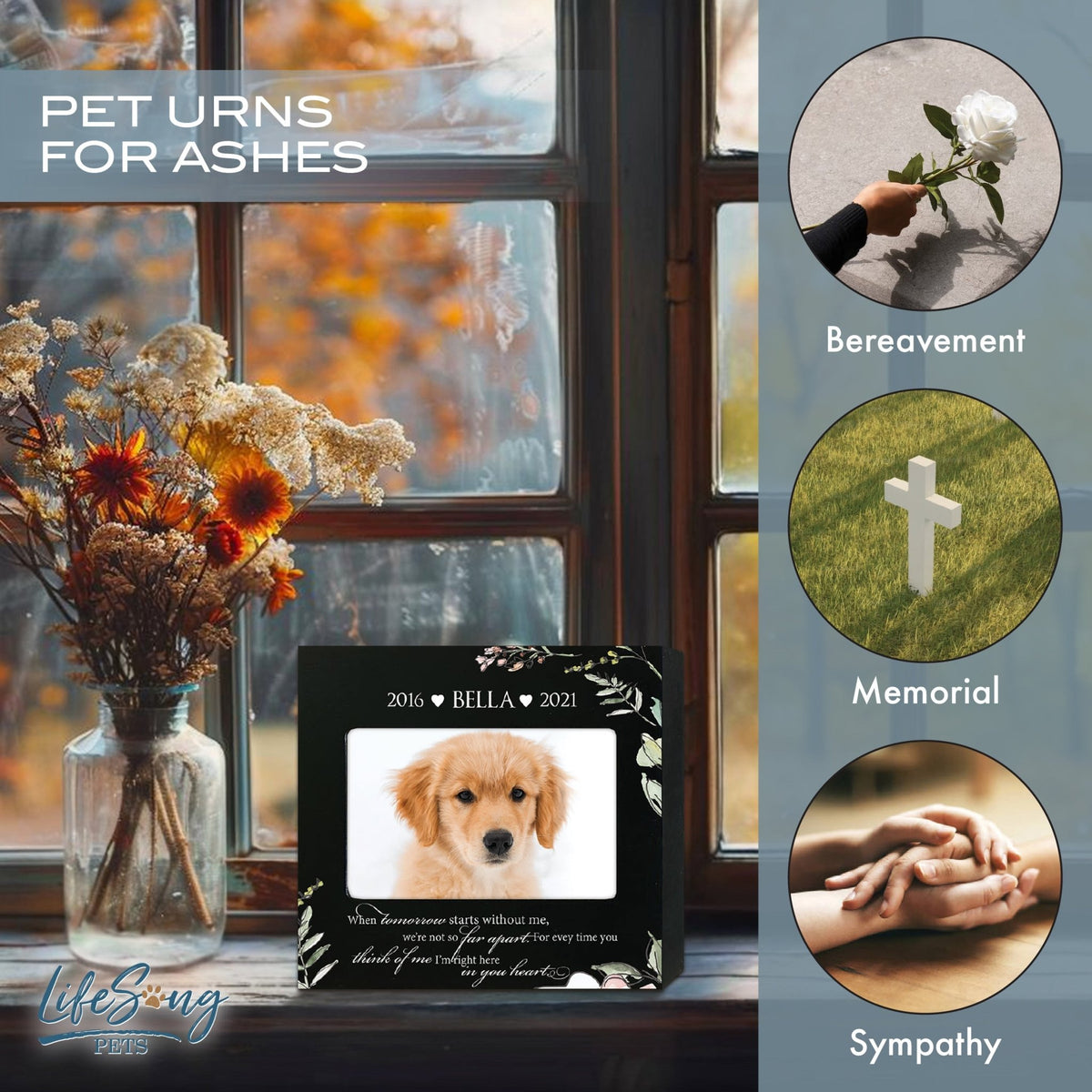 Personalized Wooden Pet Urn with Photo – Handcrafted Pet Remembrance Urn for Dogs & Cats - When Tomorrow Starts - LifeSong Milestones