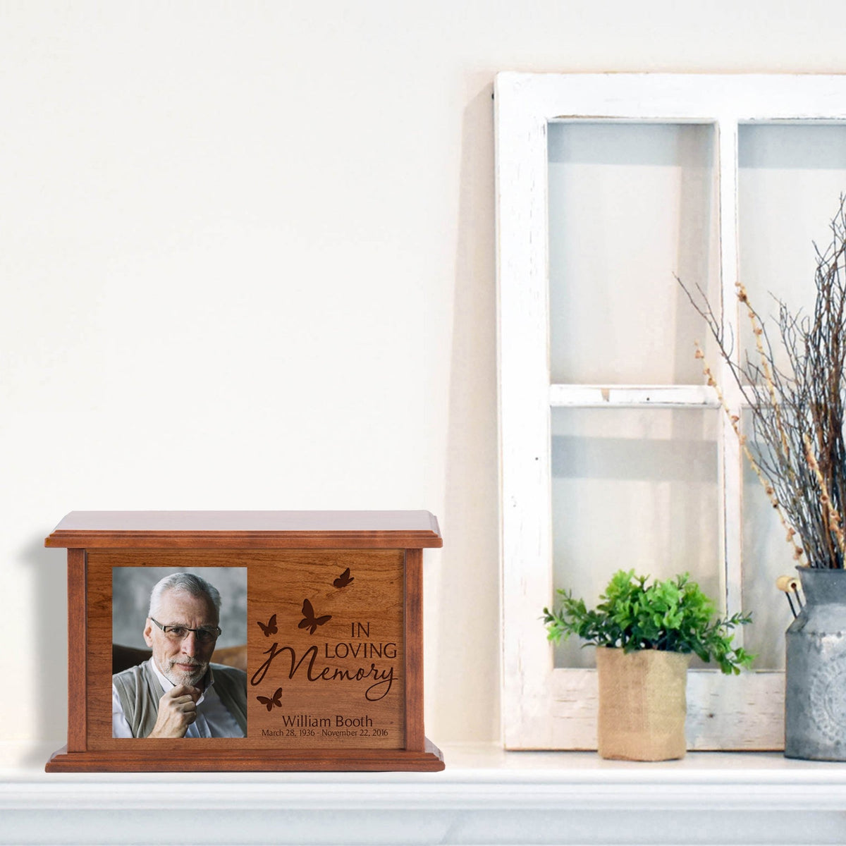 Personalized Wooden Photo Cremation Urn Box Memorial Gift - In Loving Memory - LifeSong Milestones