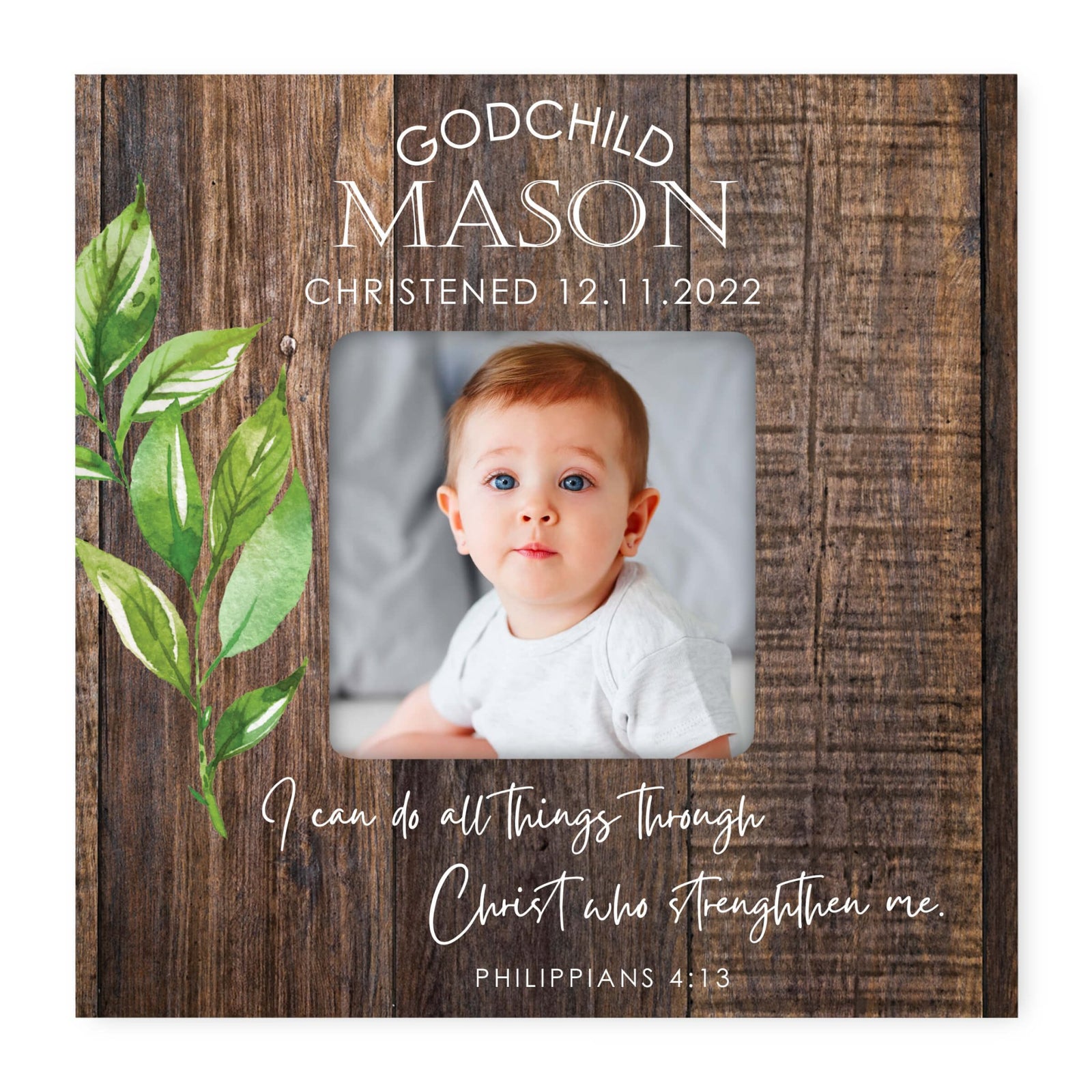 Personalized Wooden Picture Frame for Godchild - LifeSong Milestones