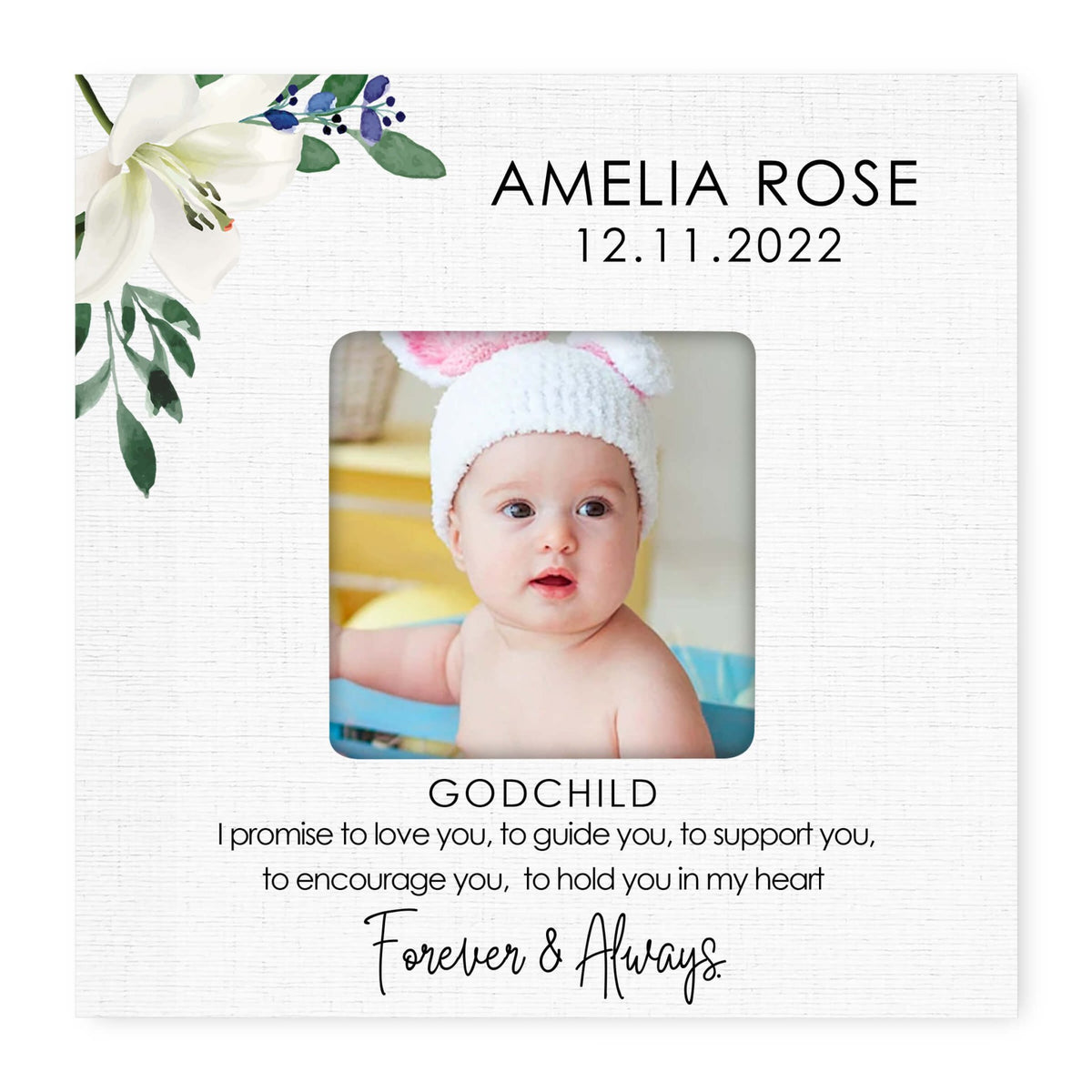 Personalized Wooden Picture Frame for Godchild - LifeSong Milestones
