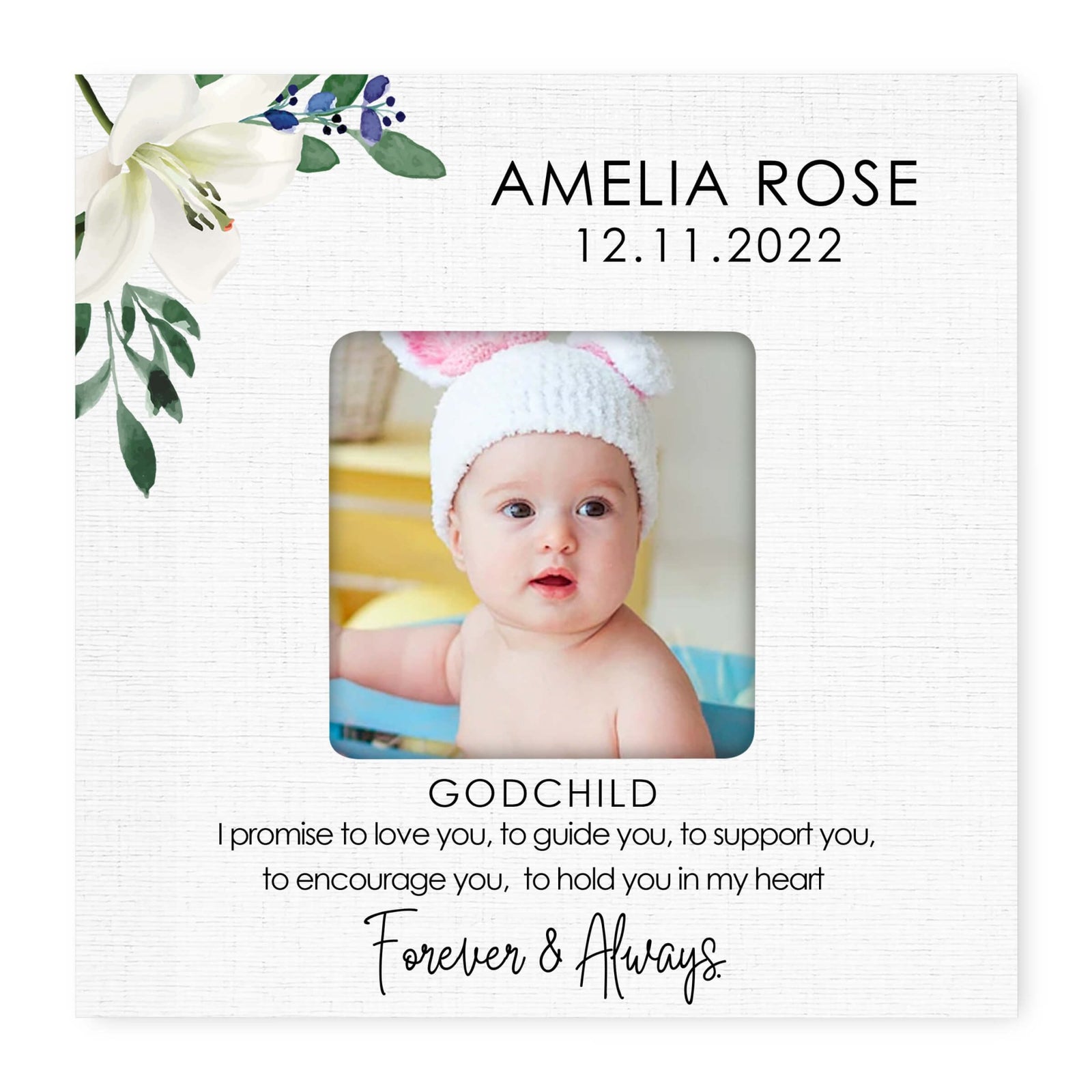 Personalized Wooden Picture Frame for Godchild - LifeSong Milestones