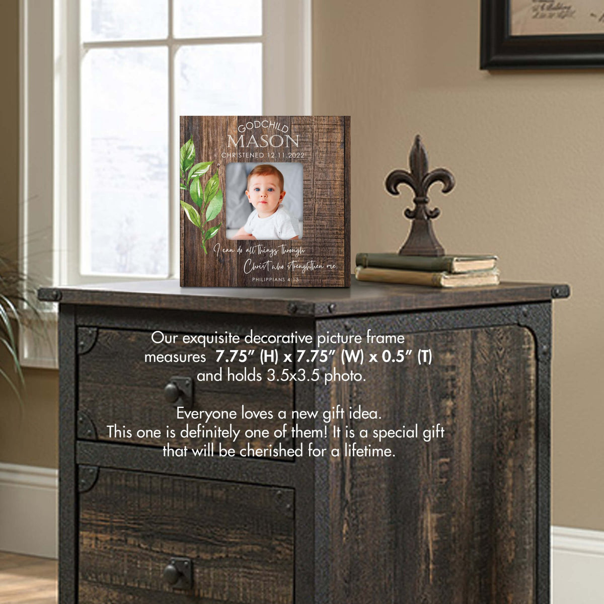 Personalized Wooden Picture Frame for Godchild - LifeSong Milestones