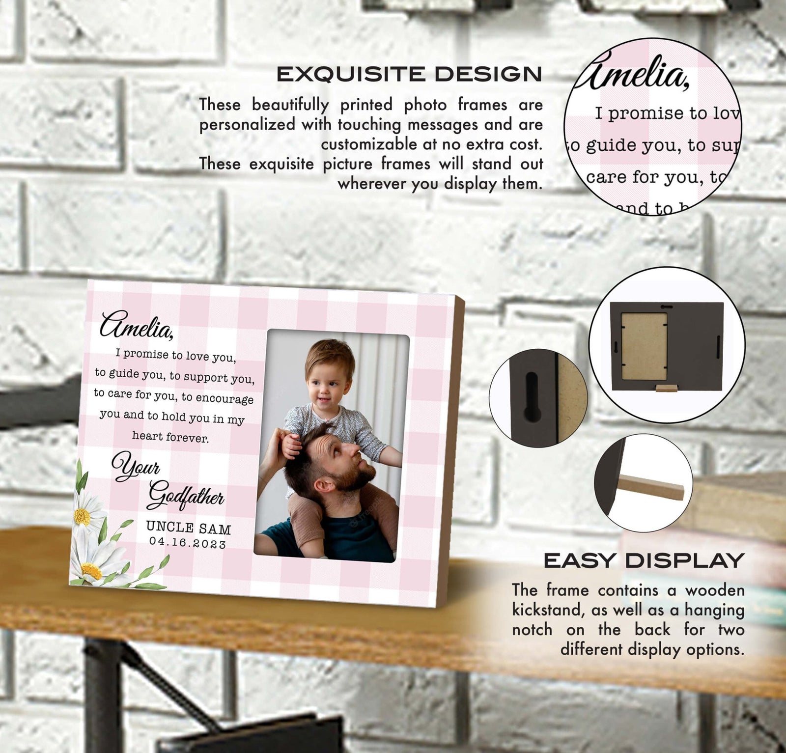 Personalized Wooden Picture Frame for Goddaughter - LifeSong Milestones