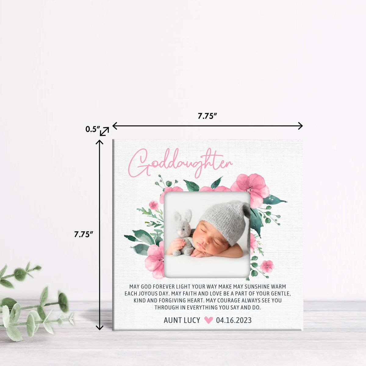 Personalized Wooden Picture Frame for Goddaughter - LifeSong Milestones