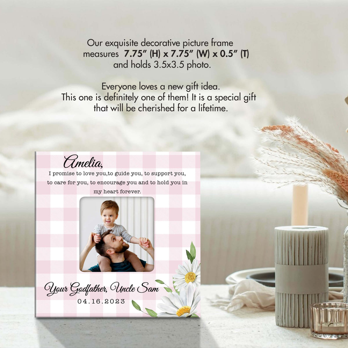 Personalized Wooden Picture Frame for Goddaughter – I Promise To Love You - LifeSong Milestones