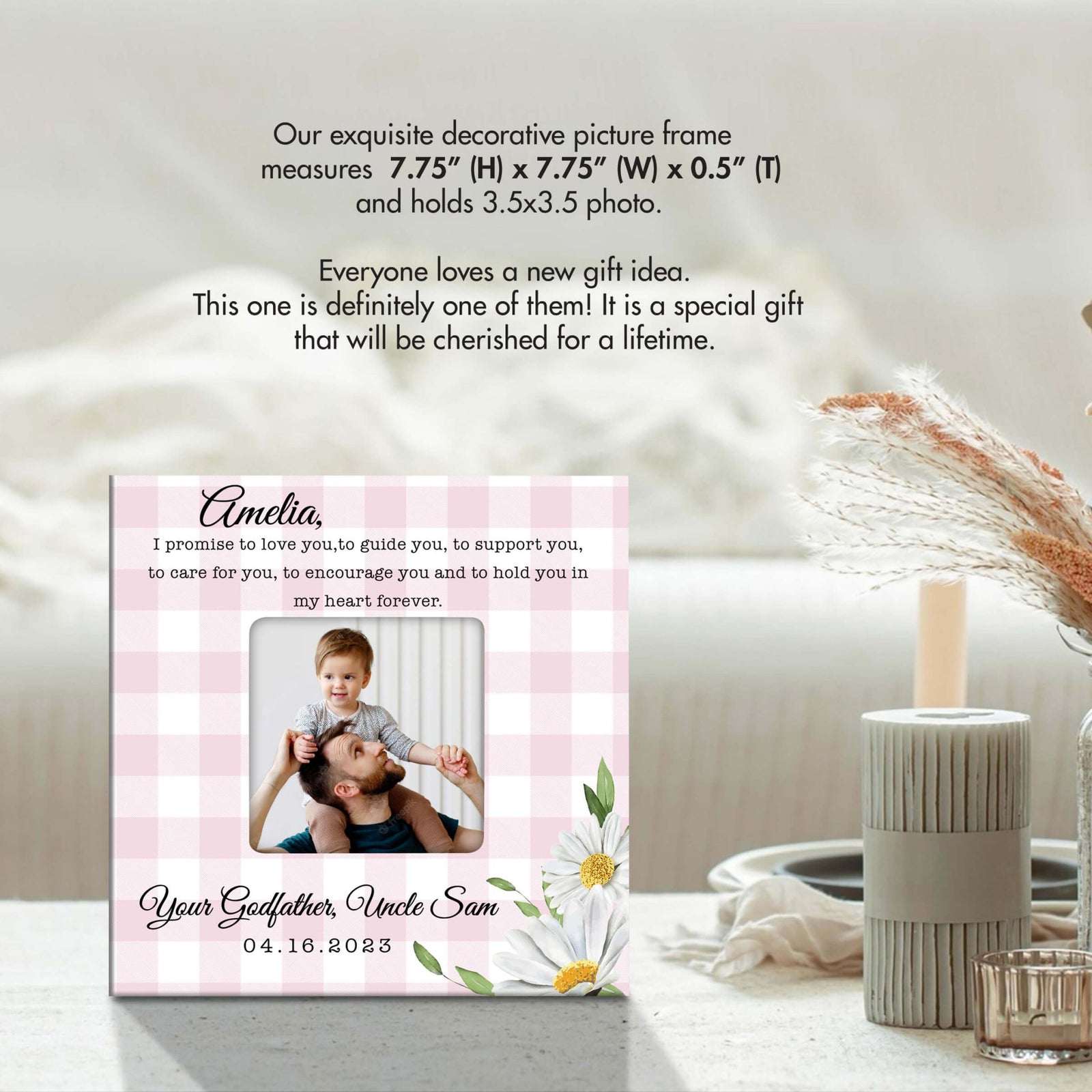 Personalized Wooden Picture Frame for Goddaughter – I Promise To Love You - LifeSong Milestones