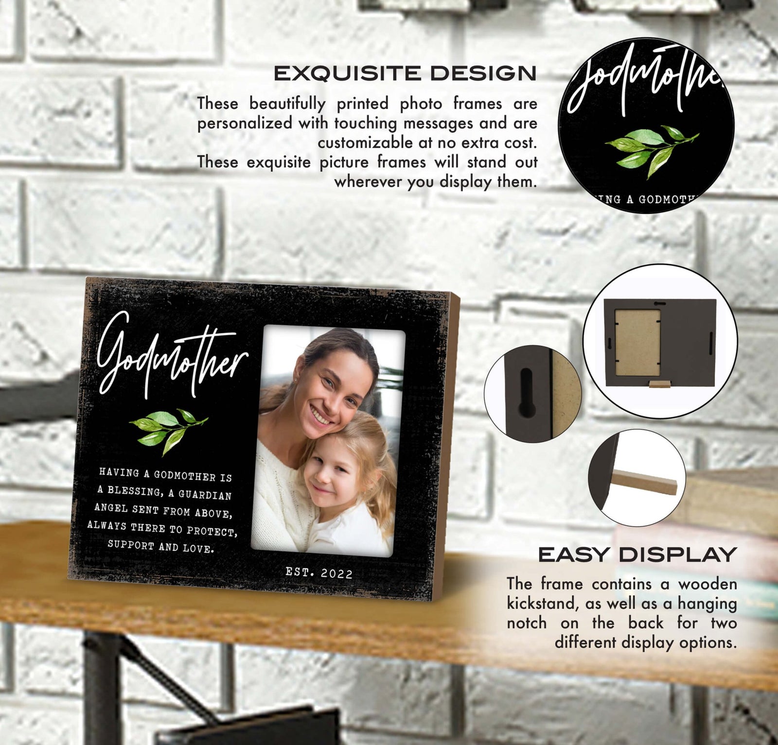 Personalized Wooden Picture Frame for Godmother - LifeSong Milestones
