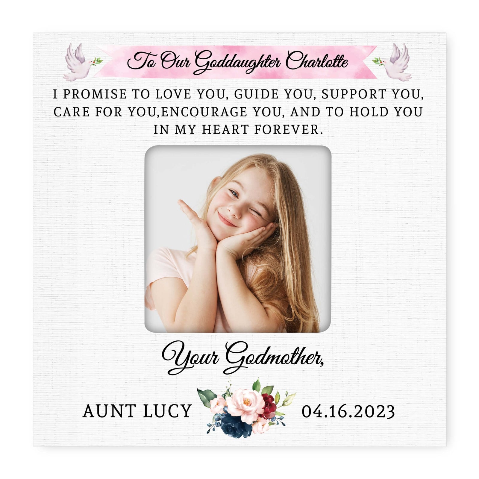 Personalized Wooden Picture Frame for Godmother - LifeSong Milestones