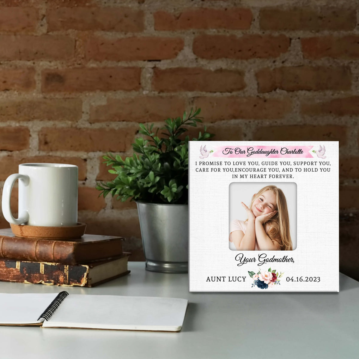 Personalized Wooden Picture Frame for Godmother - LifeSong Milestones