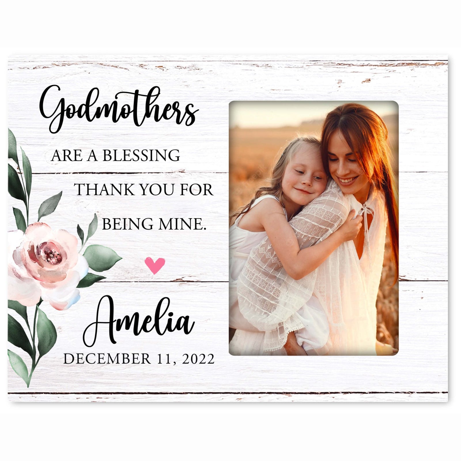 Personalized Wooden Picture Frame for Godmother - LifeSong Milestones