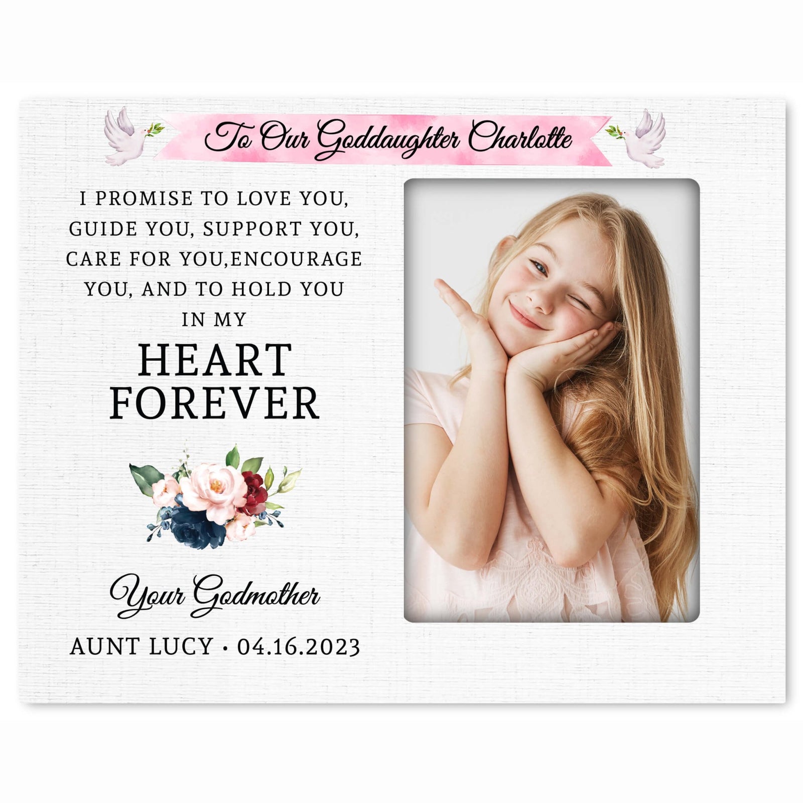 Personalized Wooden Picture Frame for Godmother - LifeSong Milestones