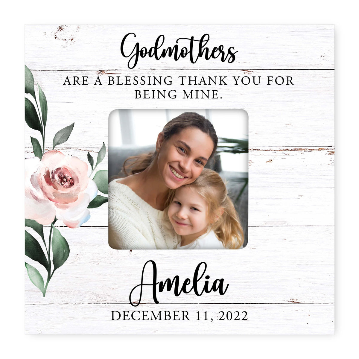 Personalized Wooden Picture Frame for Godmother - LifeSong Milestones