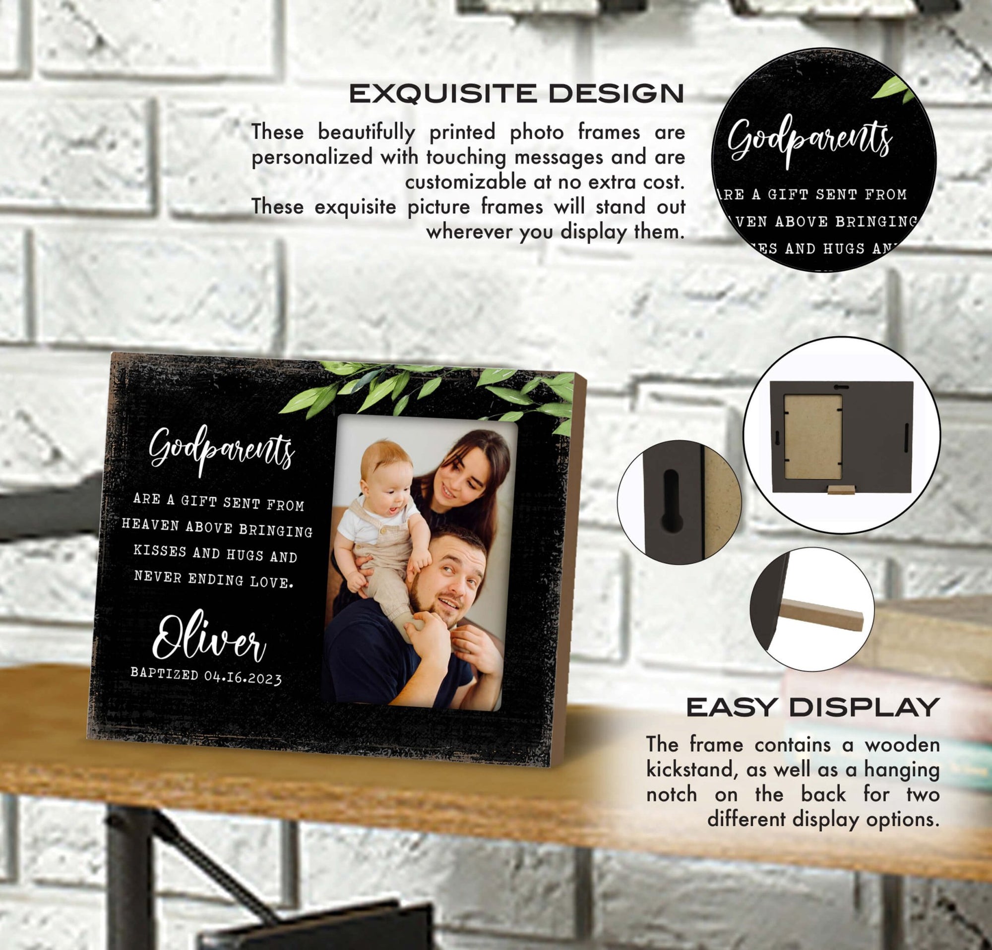 Personalized Wooden Picture Frame for Godparents - LifeSong Milestones
