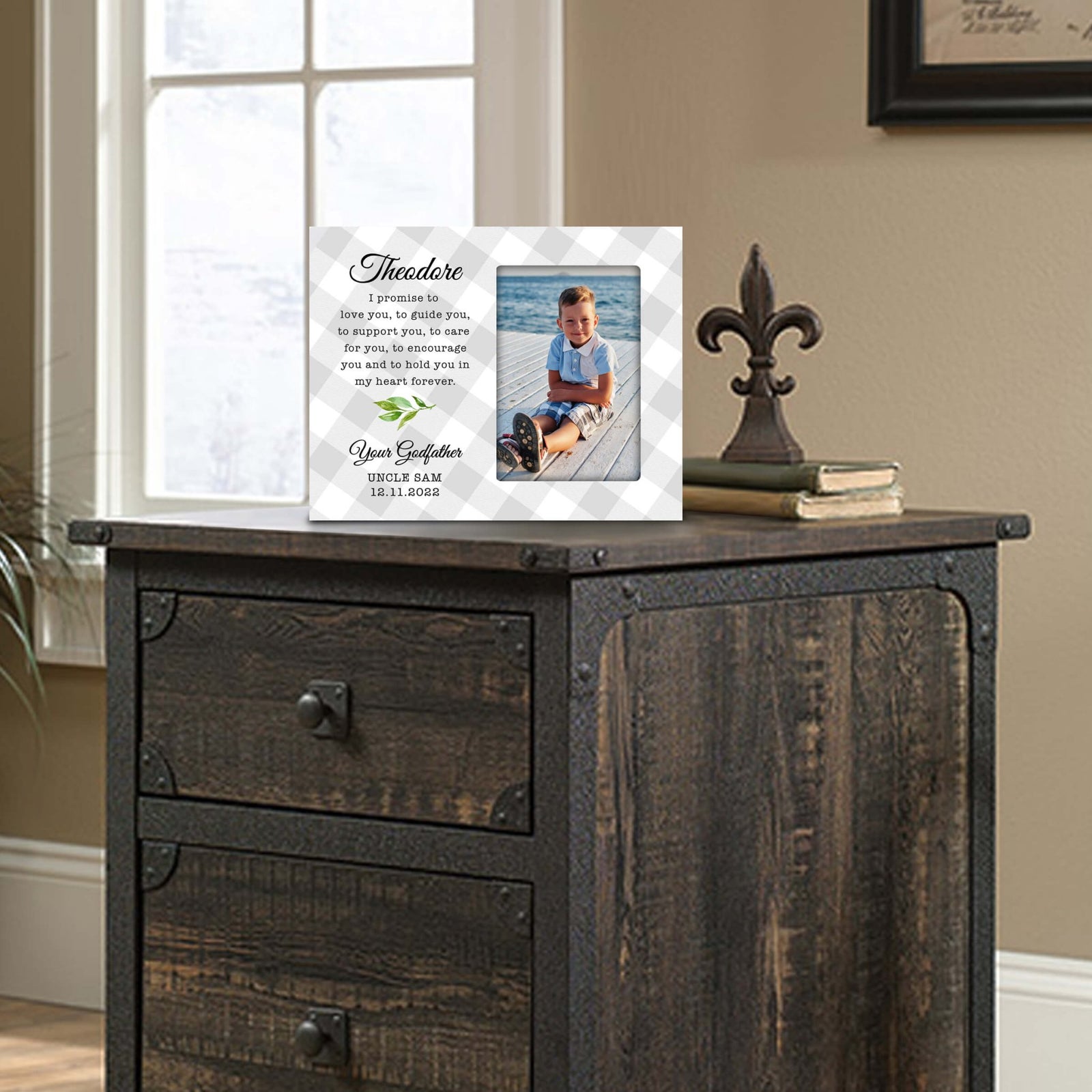 Personalized Wooden Picture Frame for Godson - LifeSong Milestones