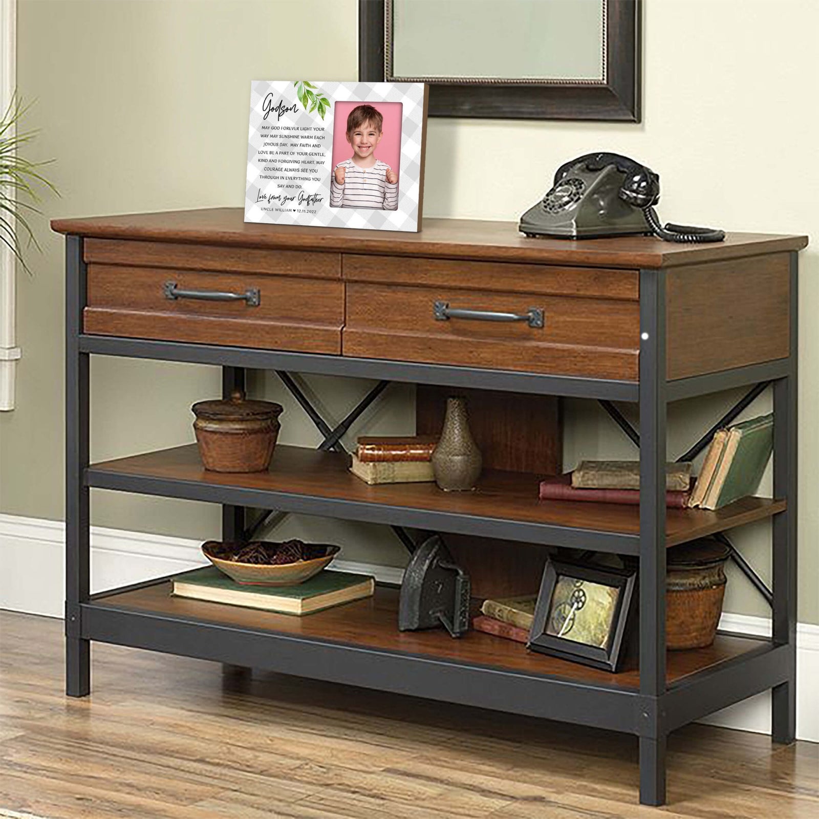 Personalized Wooden Picture Frame for Godson - LifeSong Milestones