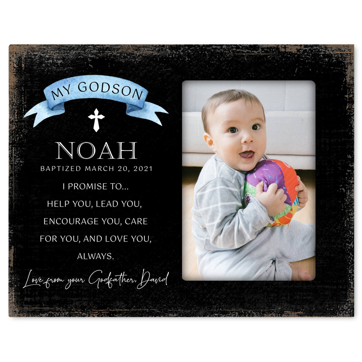 Personalized Wooden Picture Frame for Godson - LifeSong Milestones