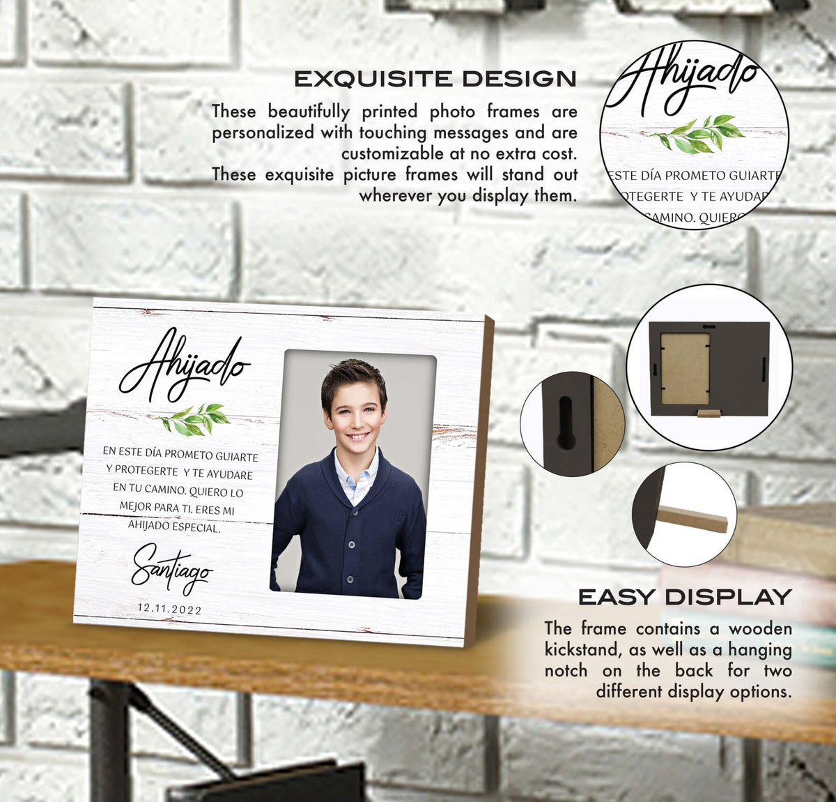 Personalized Wooden Picture Frame for Godson - LifeSong Milestones