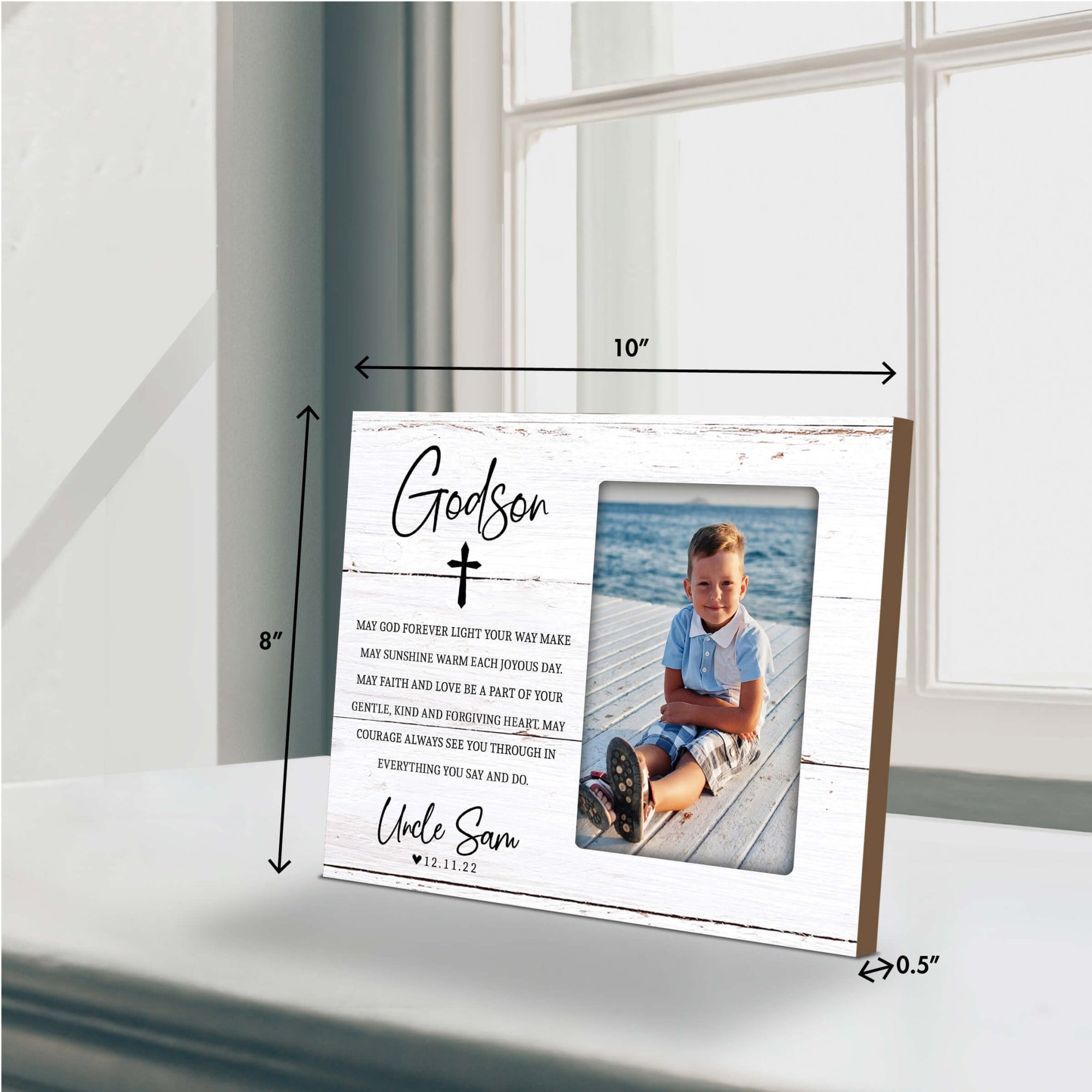Personalized Wooden Picture Frame for Godson - LifeSong Milestones