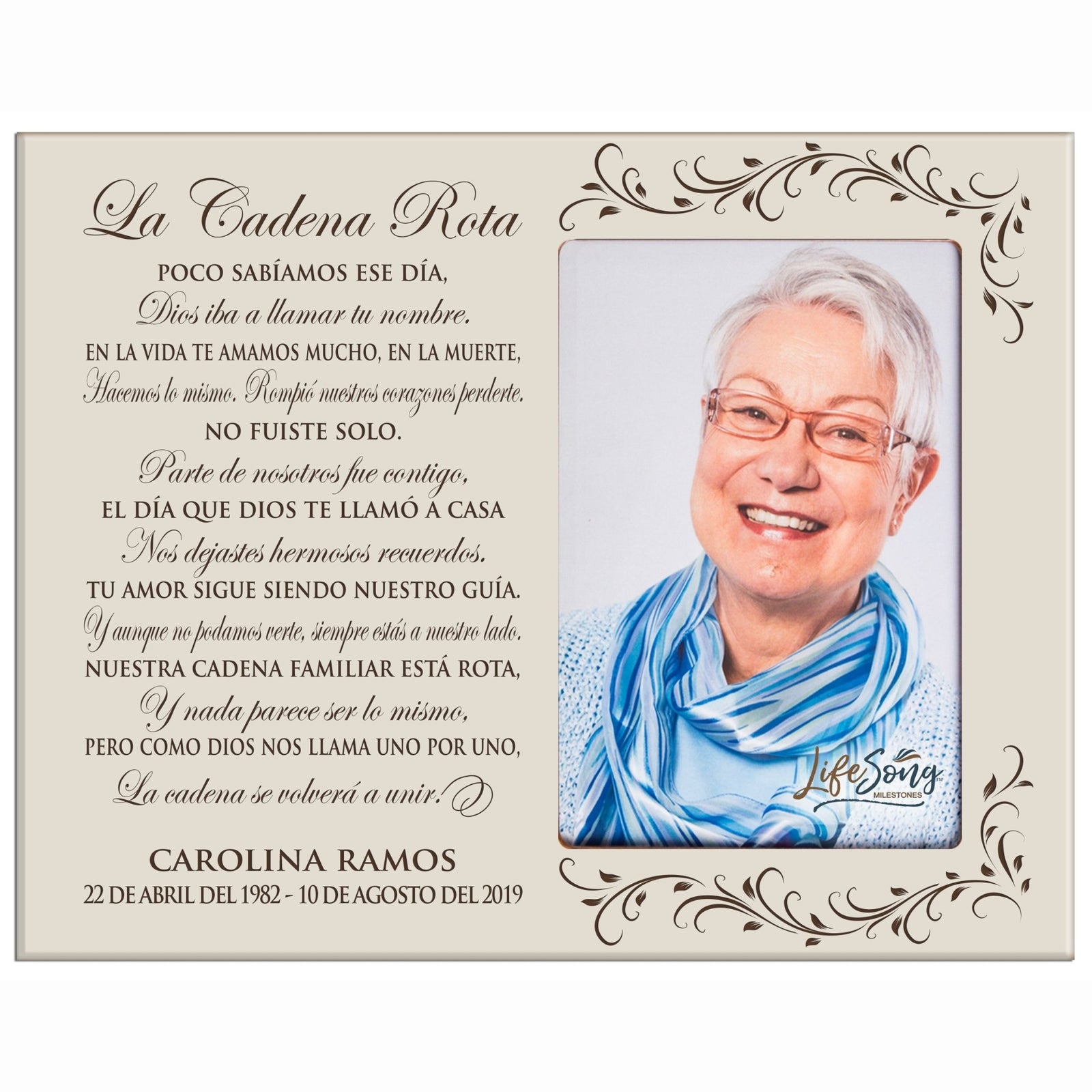Personalized Wooden Picture Frame holds 4x6 photo La Cadena Rota - LifeSong Milestones