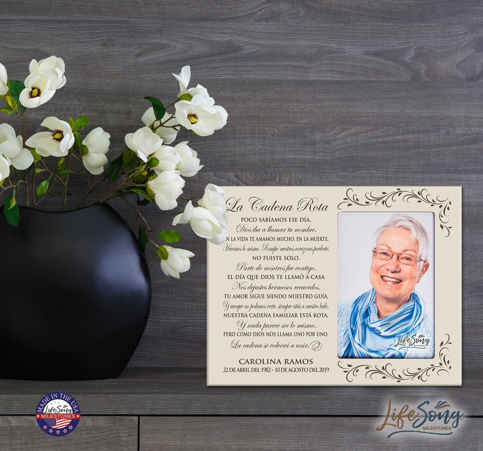 Personalized Wooden Picture Frame holds 4x6 photo La Cadena Rota - LifeSong Milestones
