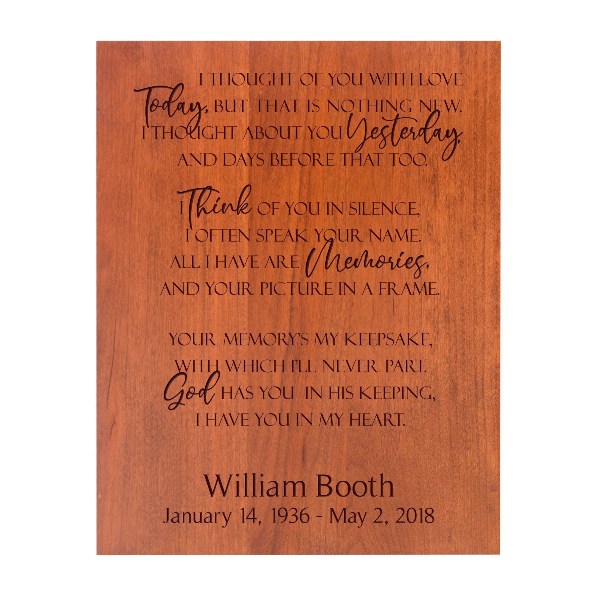 Personalized Wooden Scattering Urn for Adult Human Ashes holds 184 cu in I Thought Of You - LifeSong Milestones