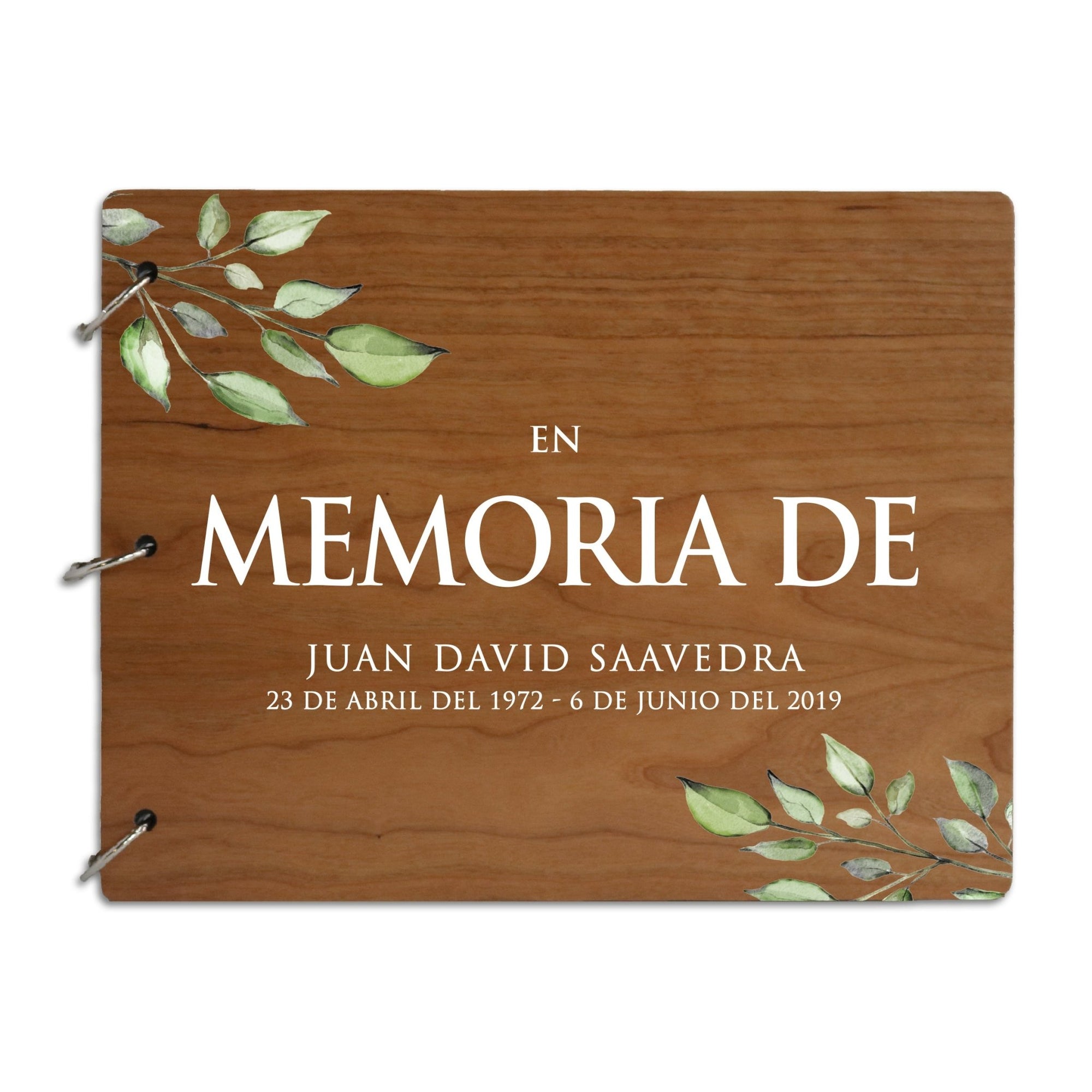 Personalized Wooden Spanish Memorial Guestbook 8.5x11 In Loving Memory - LifeSong Milestones