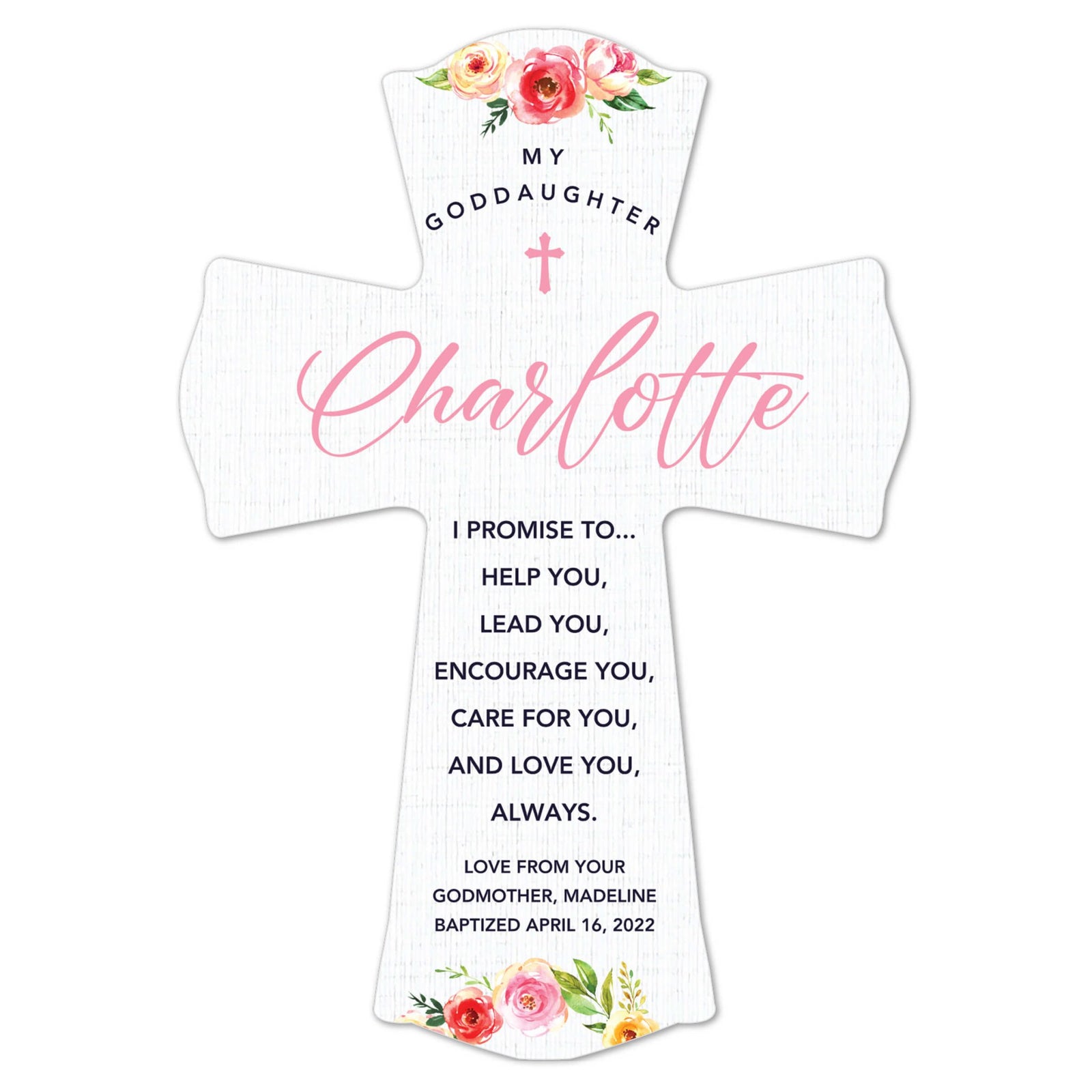 Personalized Wooden Wall Cross for Goddaughter - LifeSong Milestones