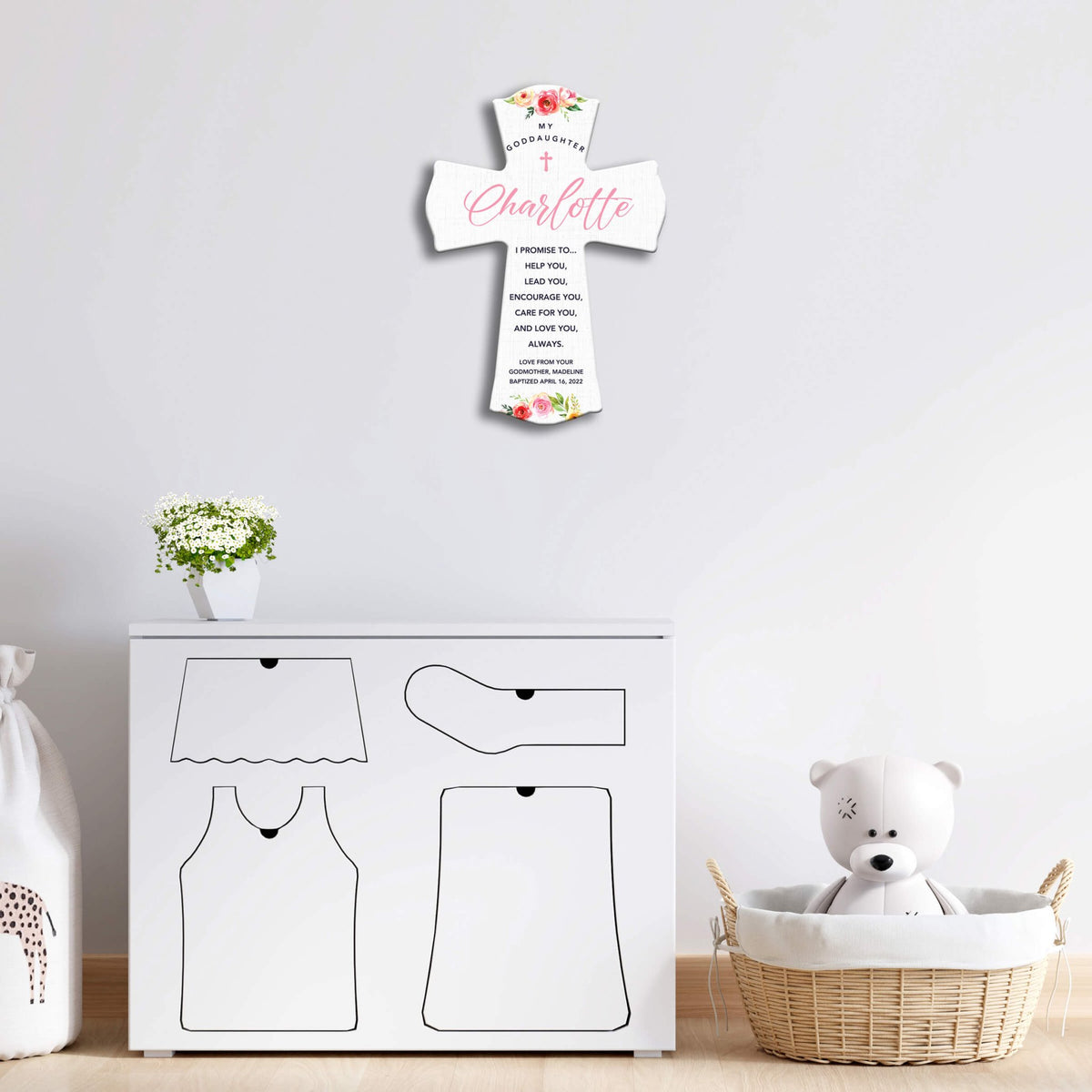 Personalized Wooden Wall Cross for Goddaughter - LifeSong Milestones