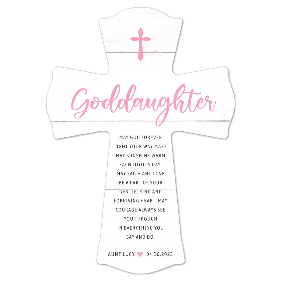 Personalized Wooden Wall Cross for Goddaughter - LifeSong Milestones