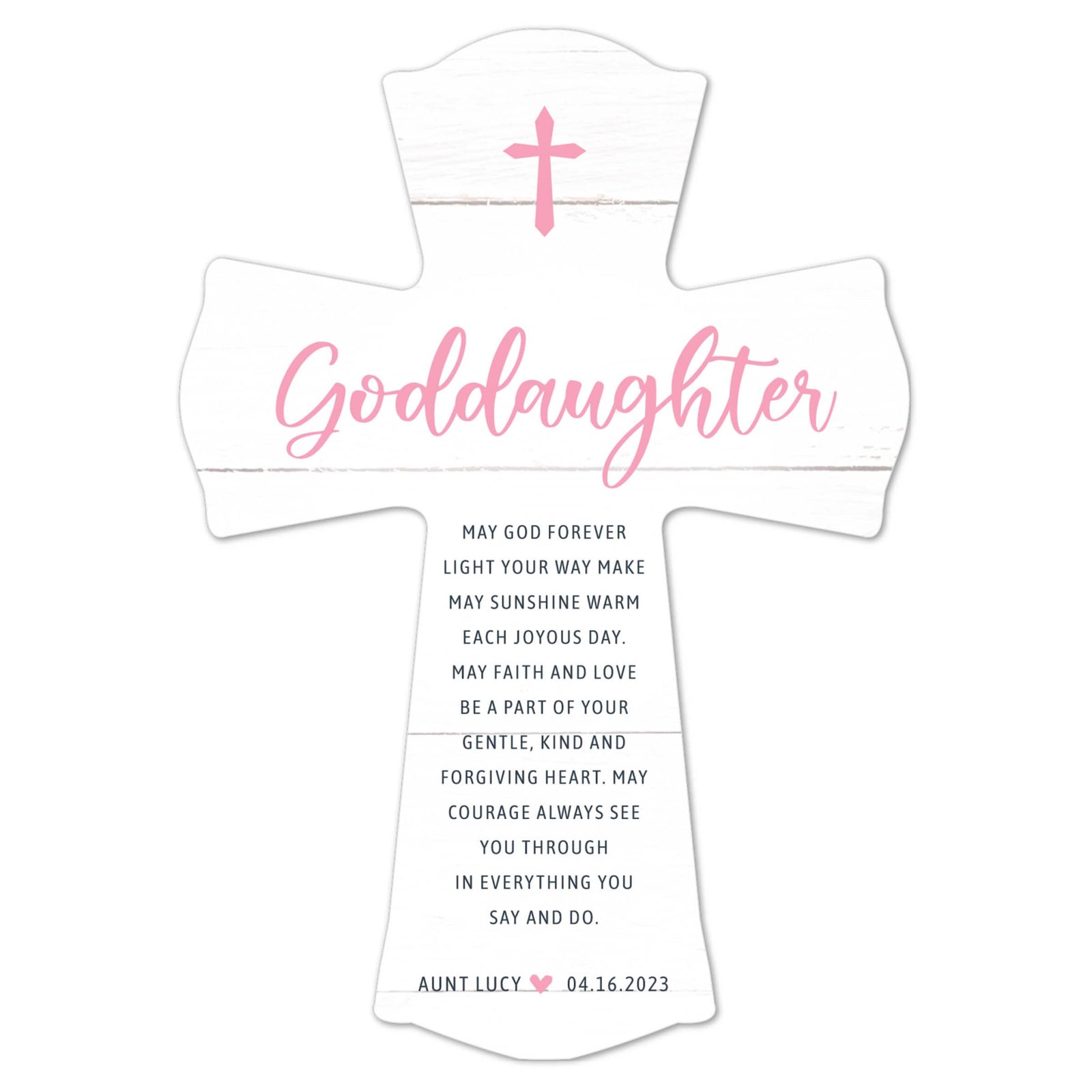 Personalized Wooden Wall Cross for Goddaughter - LifeSong Milestones