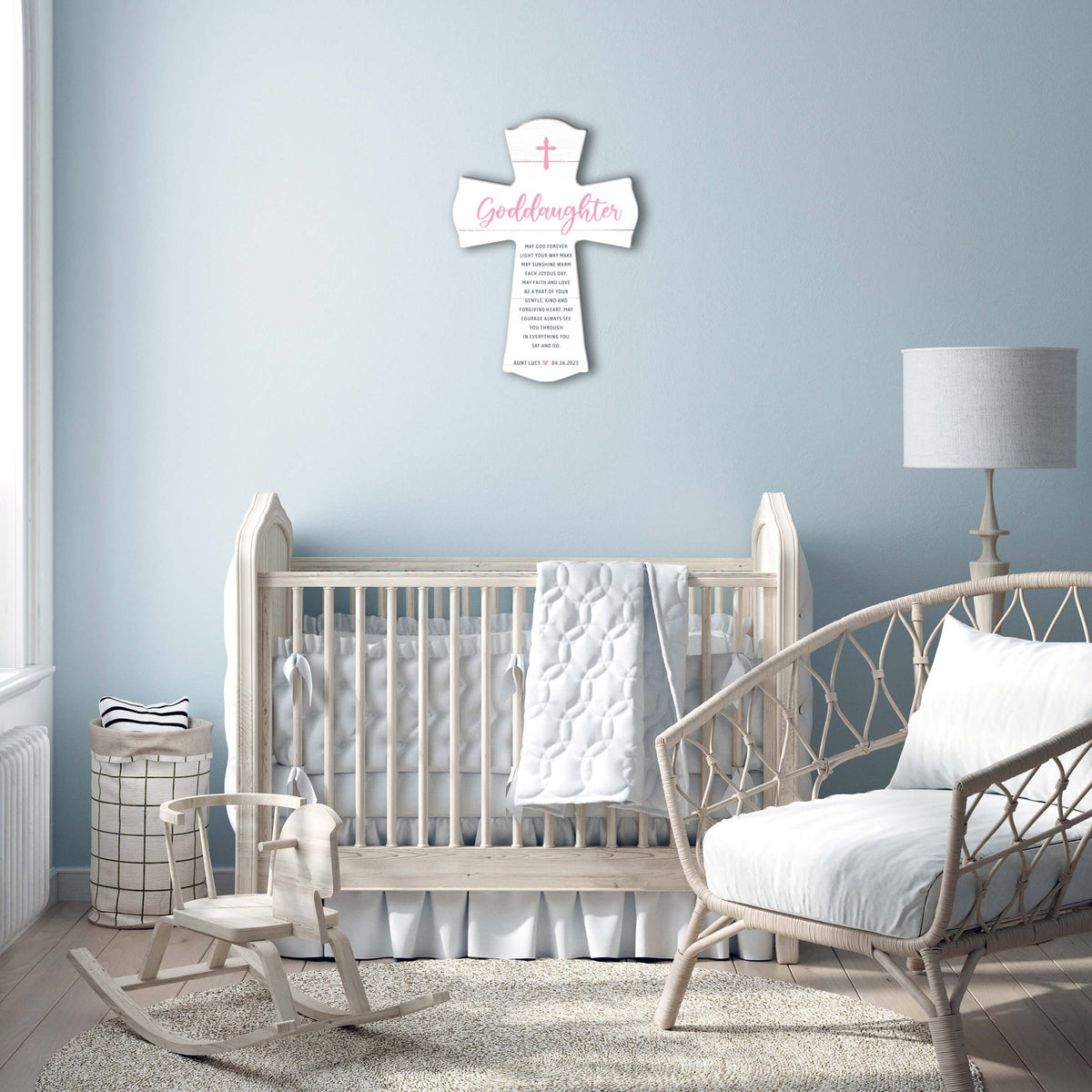 Personalized Wooden Wall Cross for Goddaughter - LifeSong Milestones