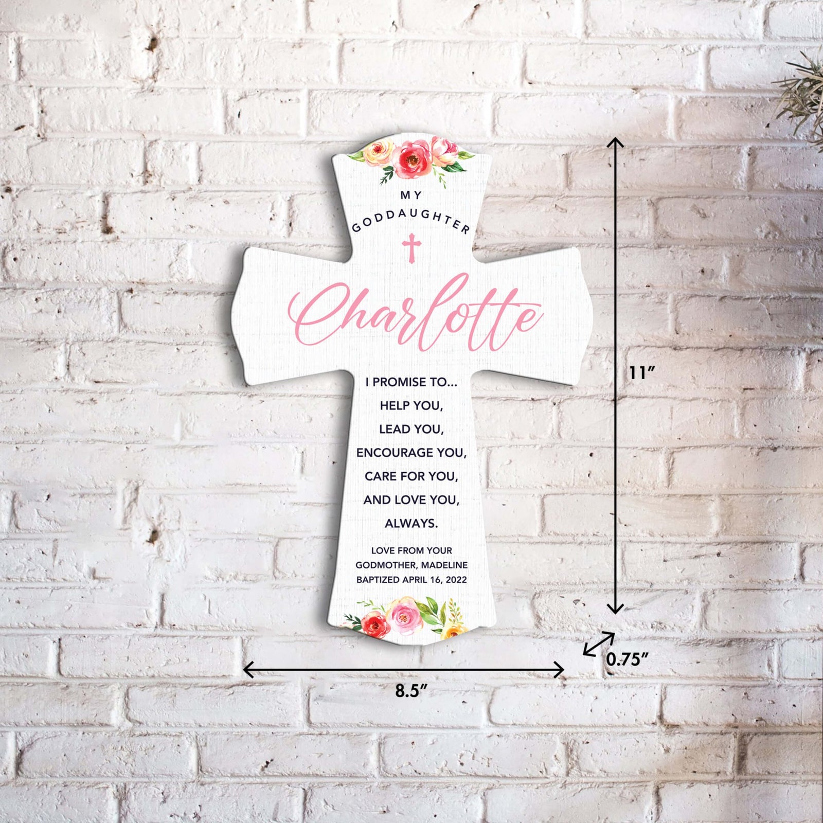 Personalized Wooden Wall Cross for Goddaughter - LifeSong Milestones