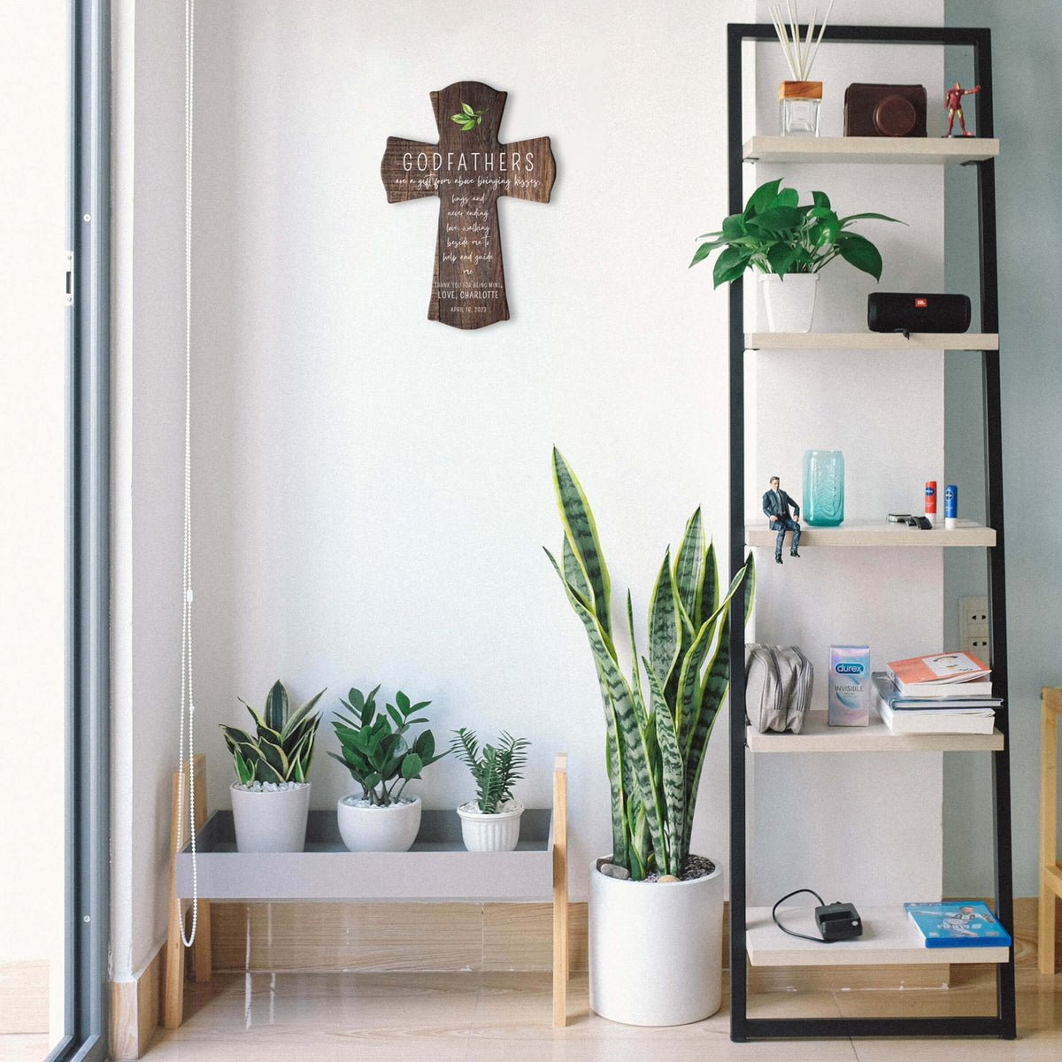 Personalized Wooden Wall Cross for Godfather - LifeSong Milestones