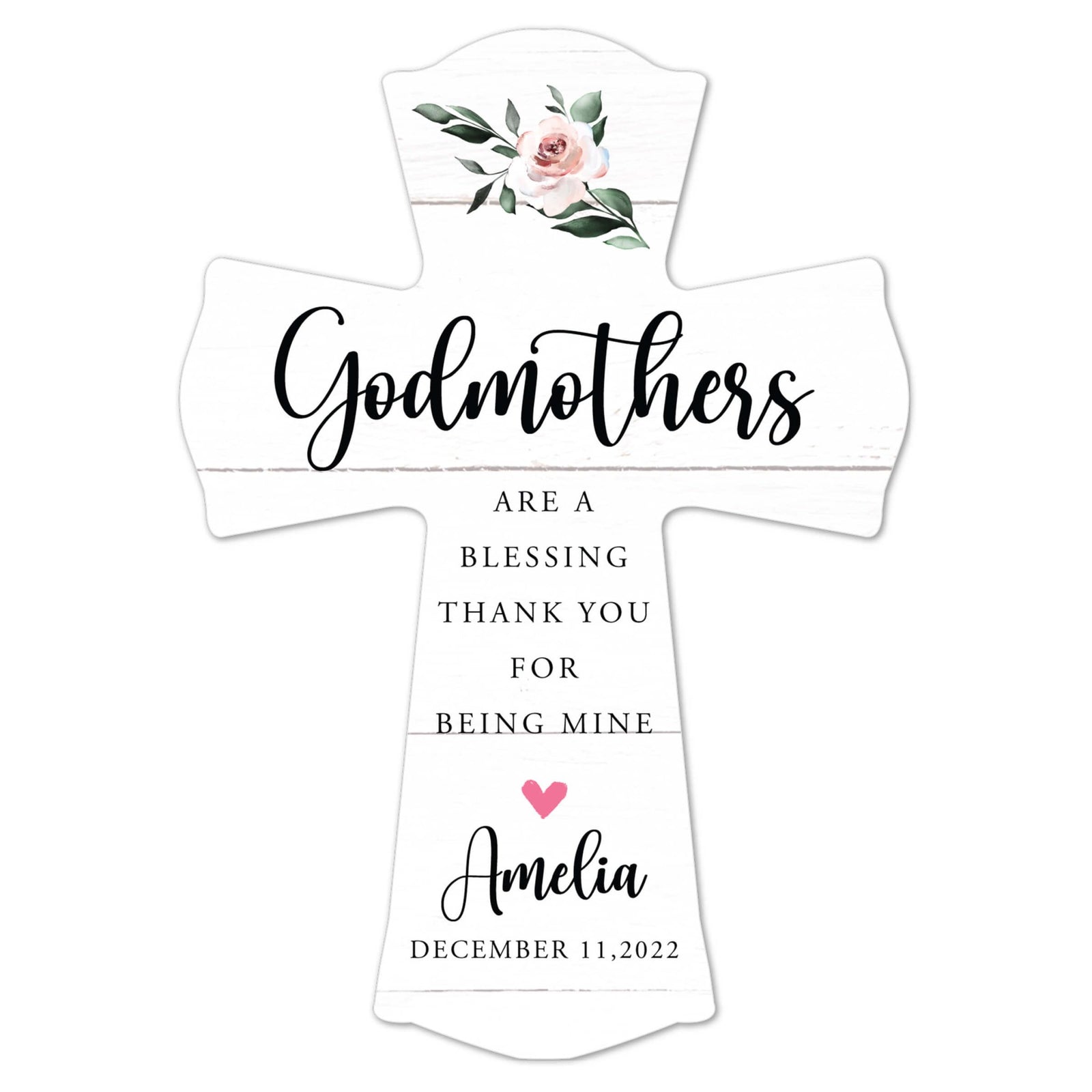 Personalized Wooden Wall Cross for Godmother - LifeSong Milestones