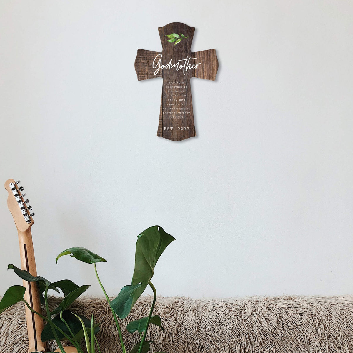 Personalized Wooden Wall Cross for Godmother - LifeSong Milestones