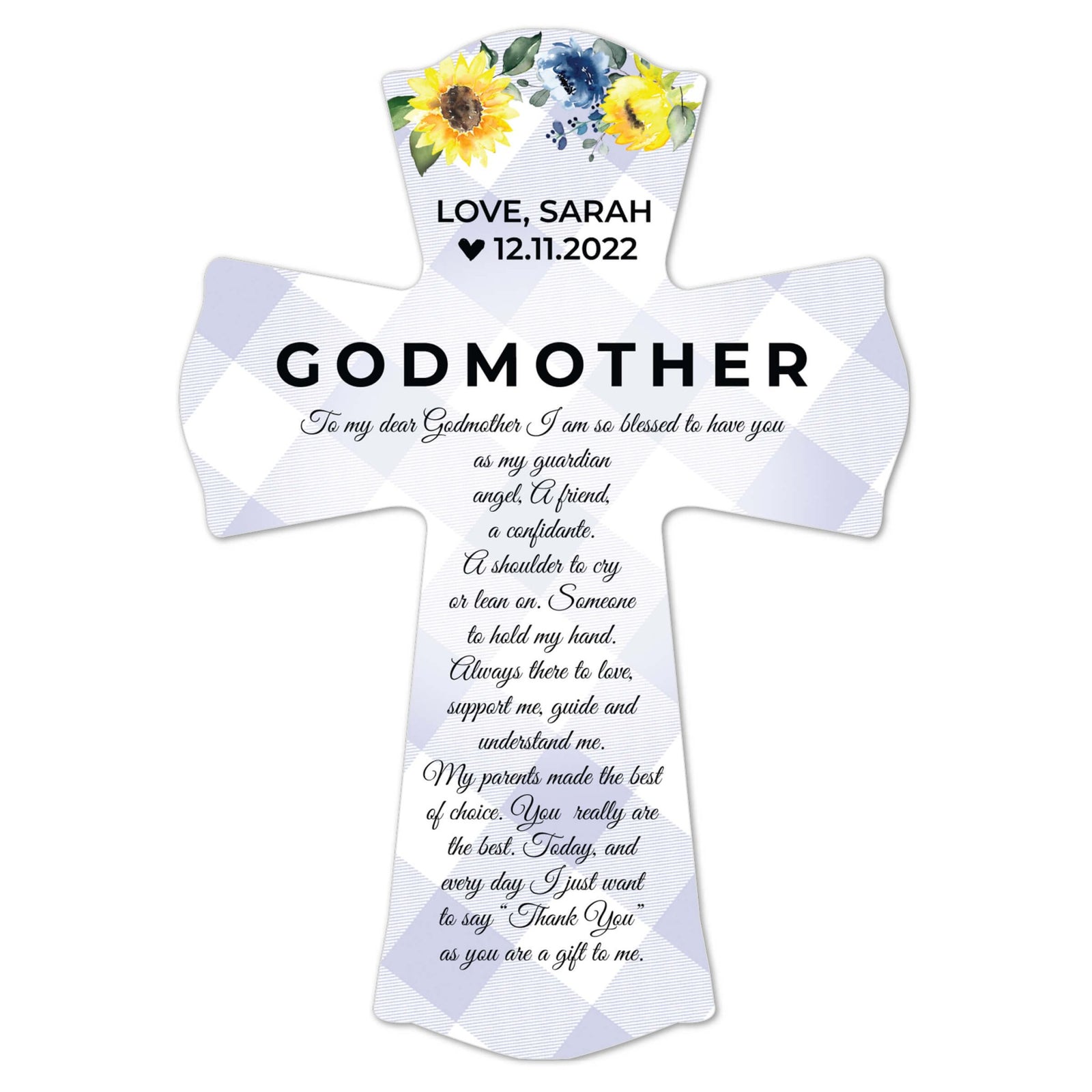 Personalized Wooden Wall Cross for Godmother - LifeSong Milestones