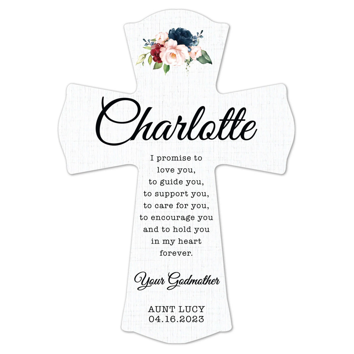 Personalized Wooden Wall Cross for Godmother - LifeSong Milestones