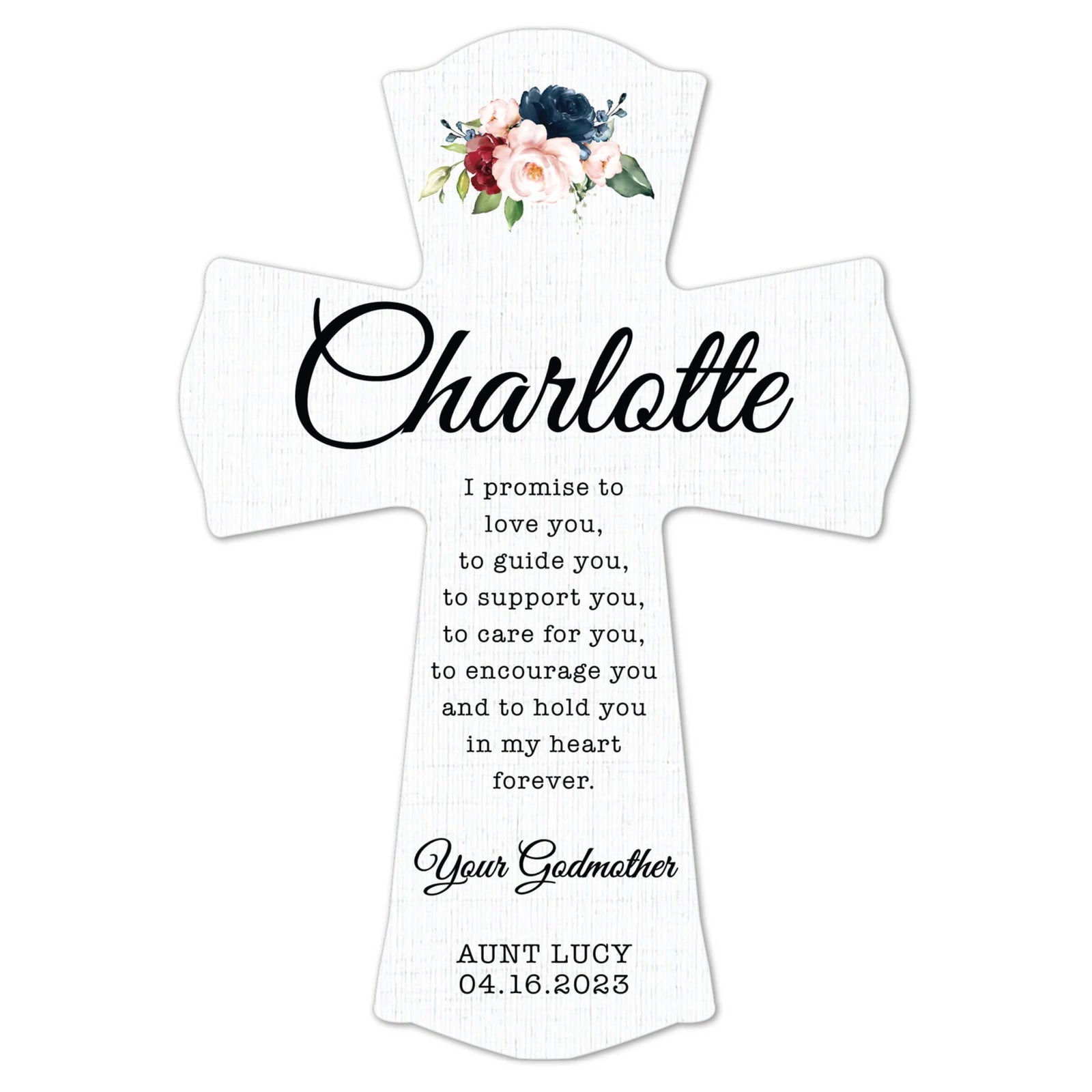 Personalized Wooden Wall Cross for Godmother - LifeSong Milestones